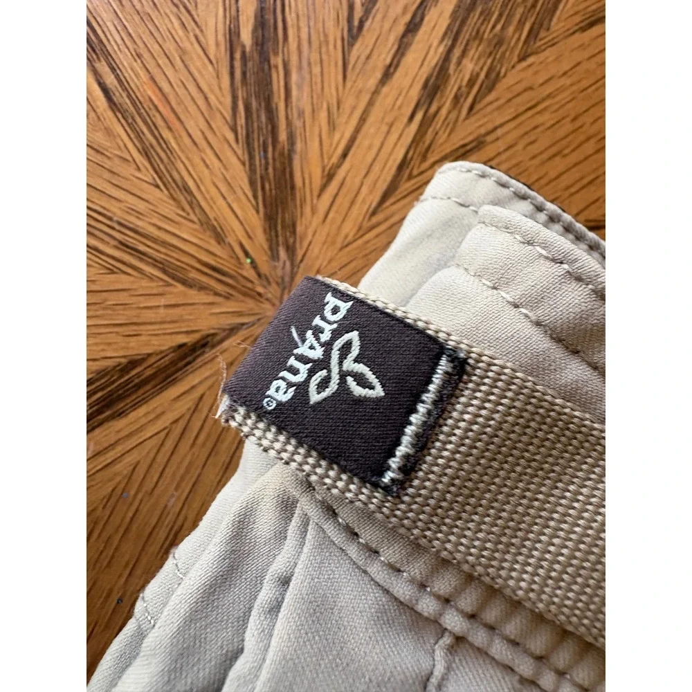 Prana Halle Crop Pants Womens Medium Tan Hiking Capri‎ Cargo Belted Outdoor